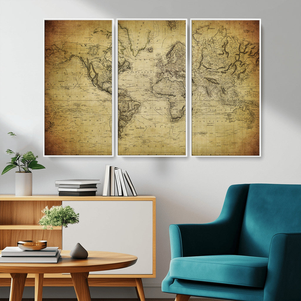 Push Pin World Map Canvas Print | Travel Tracker Wall Art