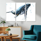 Watercolor Whale Wall Art Canvas Print