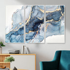 Blue Abstract Canvas Wall Art Print | Fluid Marble Effect Abstract Art