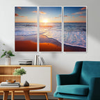 Tropical Ocean Sunset Wall Art Canvas Print, Golden Beach Horizon, Coastal Island Decor