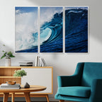 Ocean Wave at Sunset Canvas Art, Large Wall Print of Vibrant Water Waves