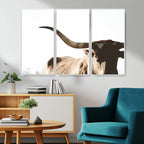 Texas Longhorn Wall Art Canvas Print, 3-Panel