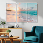 Beach Wall Art, Stunning Ocean Sunset Canvas Print with Coastal Design for Relaxing Home Decor