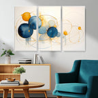 Geometric Blue Orange Abstract Wall Art Canvas, Geometric Blue Orange Canvas Print