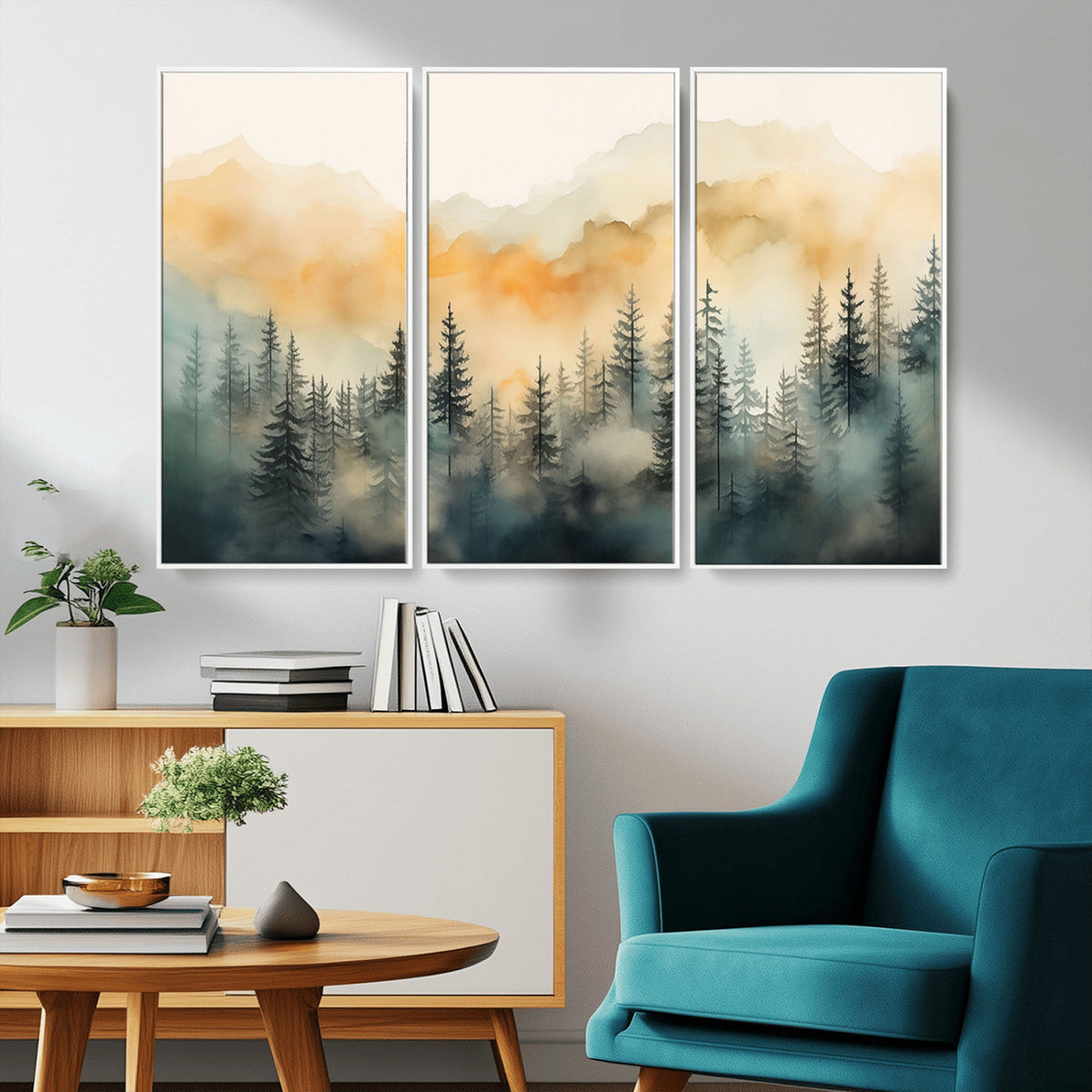 Abstract Forest Print | Mountain Wall Art | Autumn Landscape Canvas Print