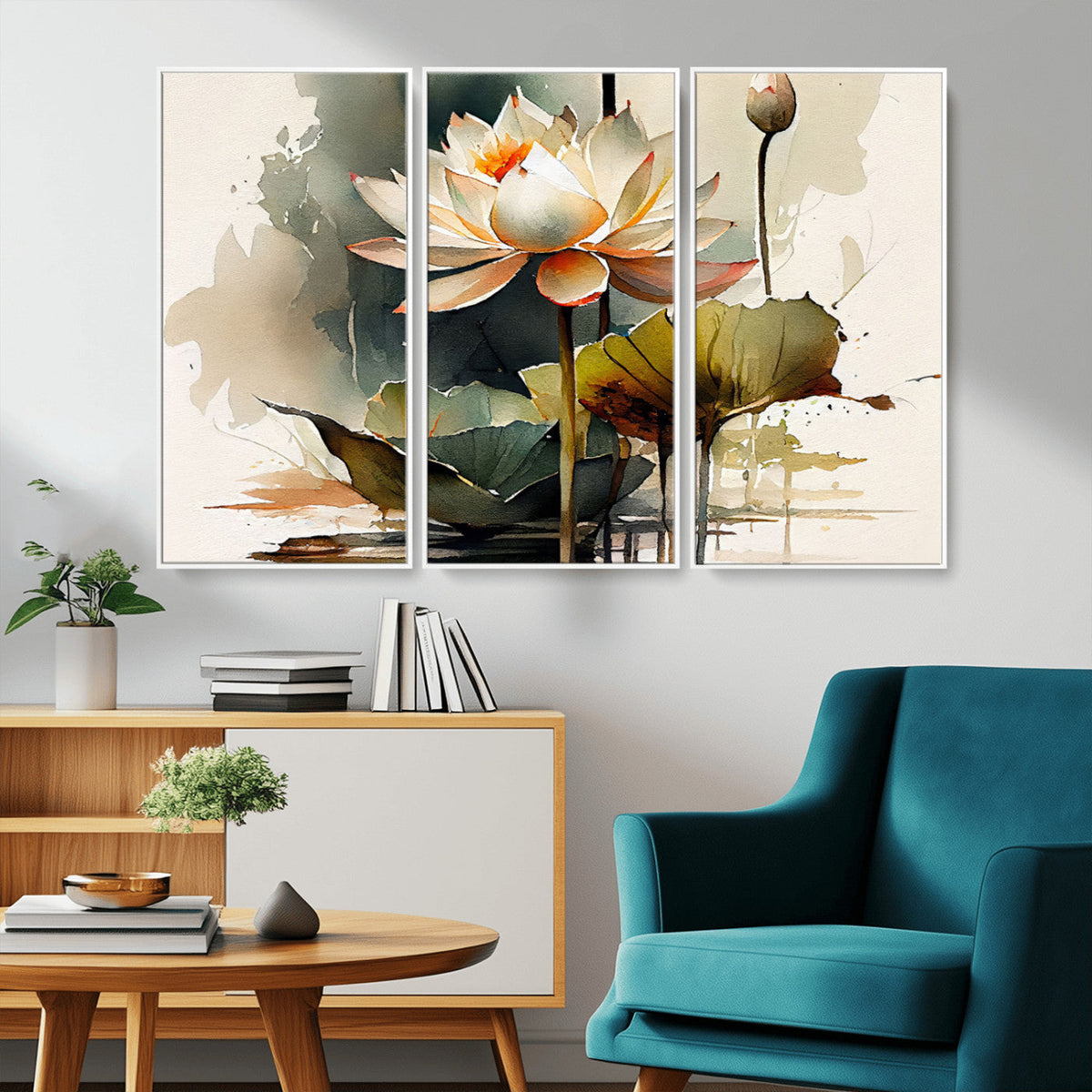 Lotus Flower Watercolor Canvas Print | A Symbol of Serenity and Growth in Soft Watercolors