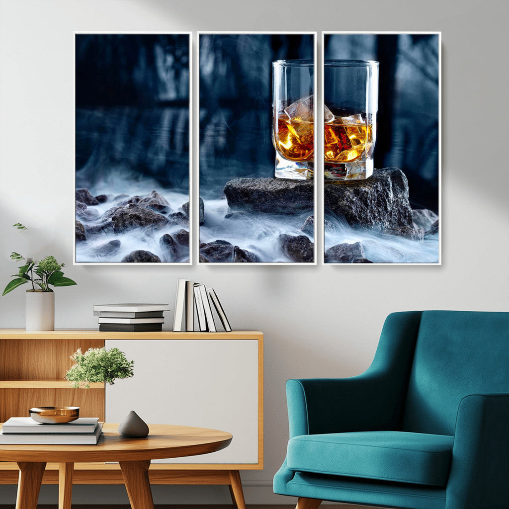Whiskey Ice Wall Art Canvas Print