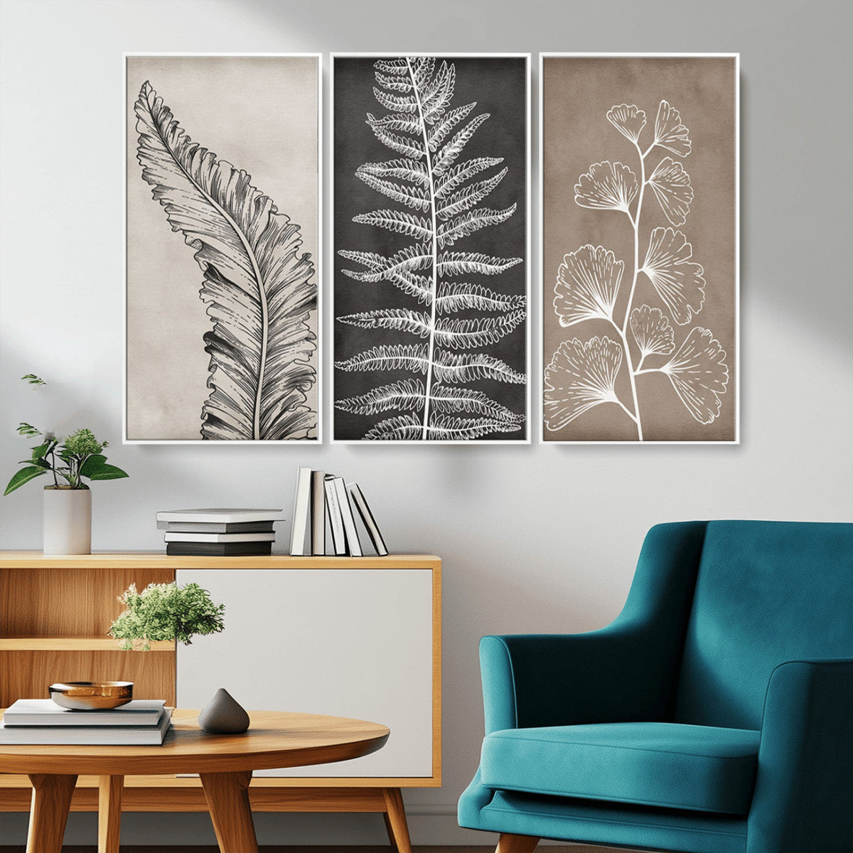 Minimalist Botanical Wall Art Canvas Print, Framed and Ready to Hang