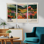 Yayoi Kusama Abstract Print, Vibrant Floral Mountain Art