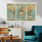 Push Pin World Map Canvas Print | Travel Tracker Wall Art for Couples