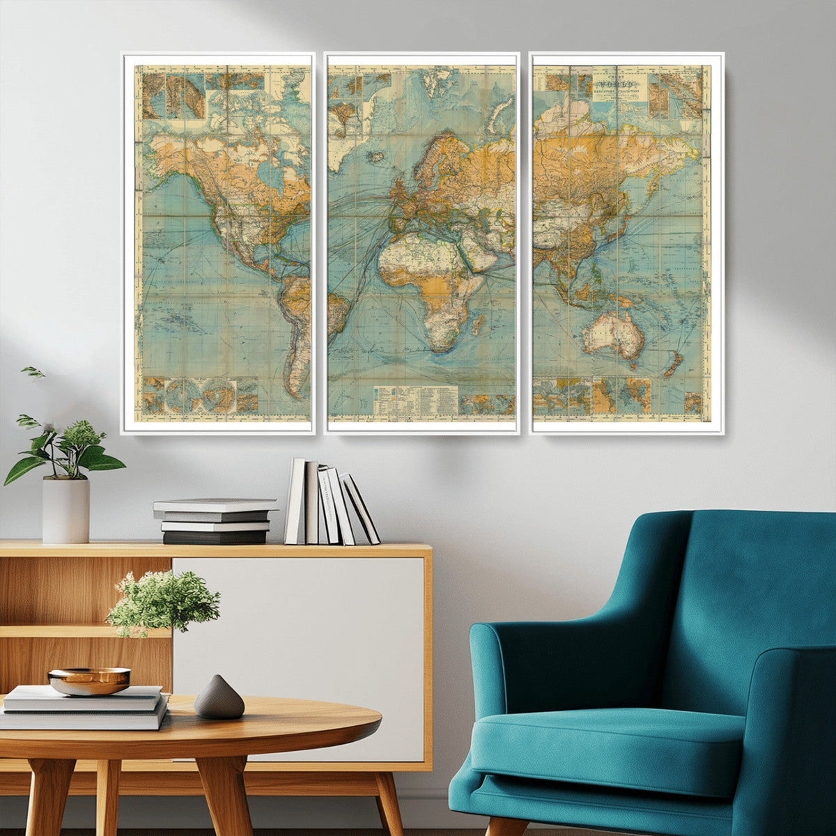 Push Pin World Map Canvas Print | Travel Tracker Wall Art for Couples