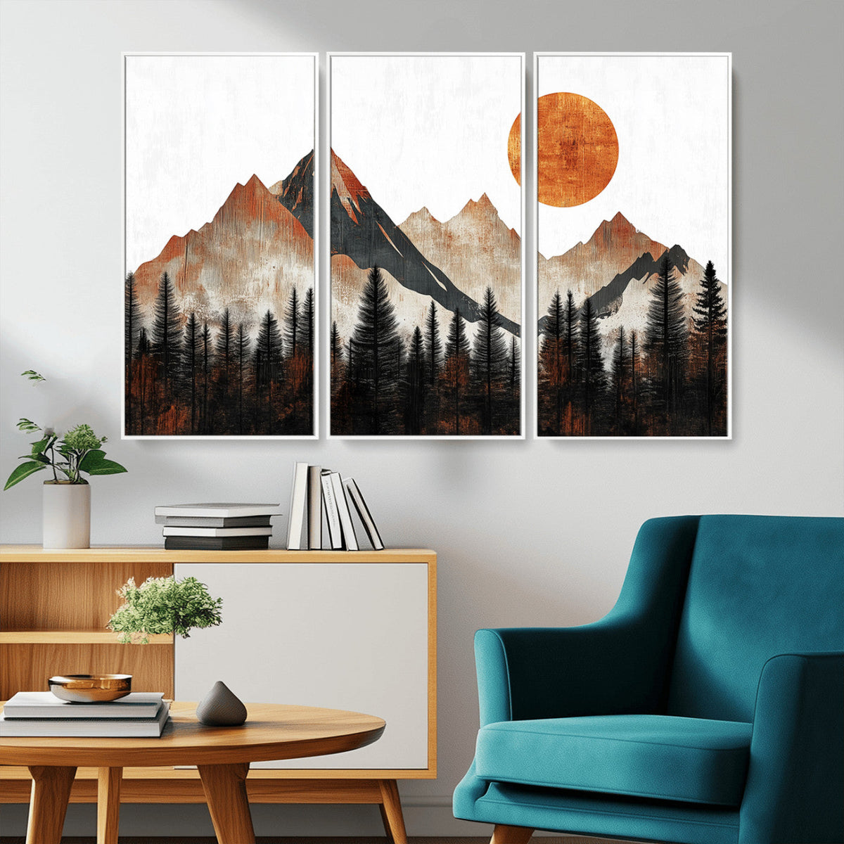 Modern Abstract Mountain Canvas Wall Art Print