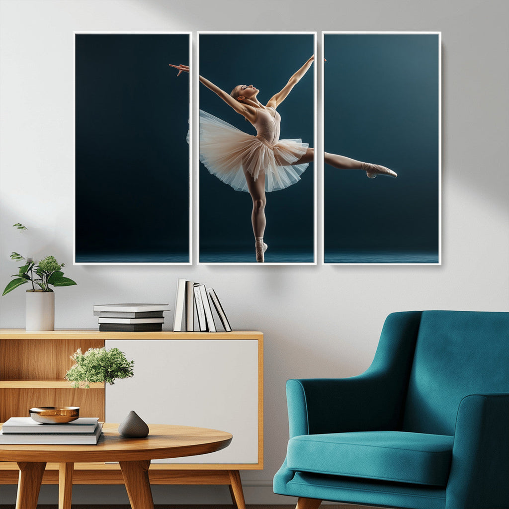 Ballet Dancer Wall Art | Framed Graceful Pose Canvas