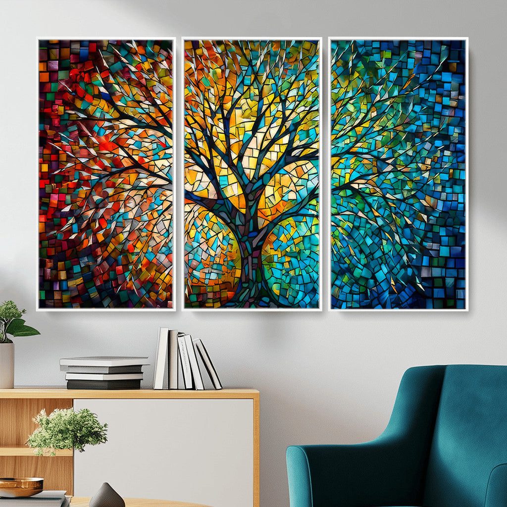 Yggdrasil Tree of Life Wall Art Print | Mosaic Style Canvas Wall Art