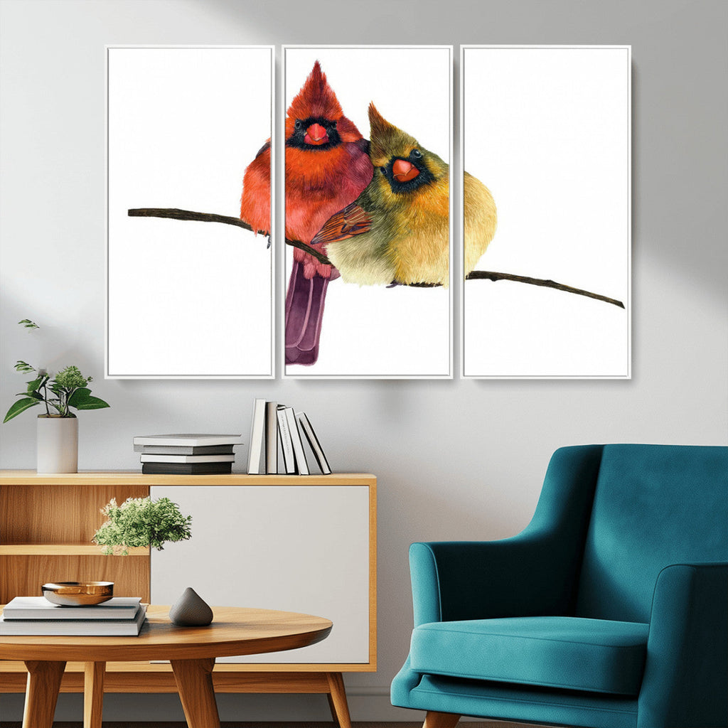 Cardinal Bird Canvas Wall Art, Male and Female Cardinal Print, Nature Inspired Bird Decor