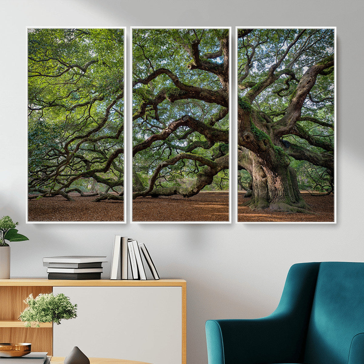 Historic Tree Wall Art | Framed Mossy Branch Canvas Artwork