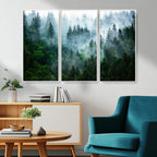 Misty Forest Wall Art Canvas Print | Framed Foggy Mountain Landscape