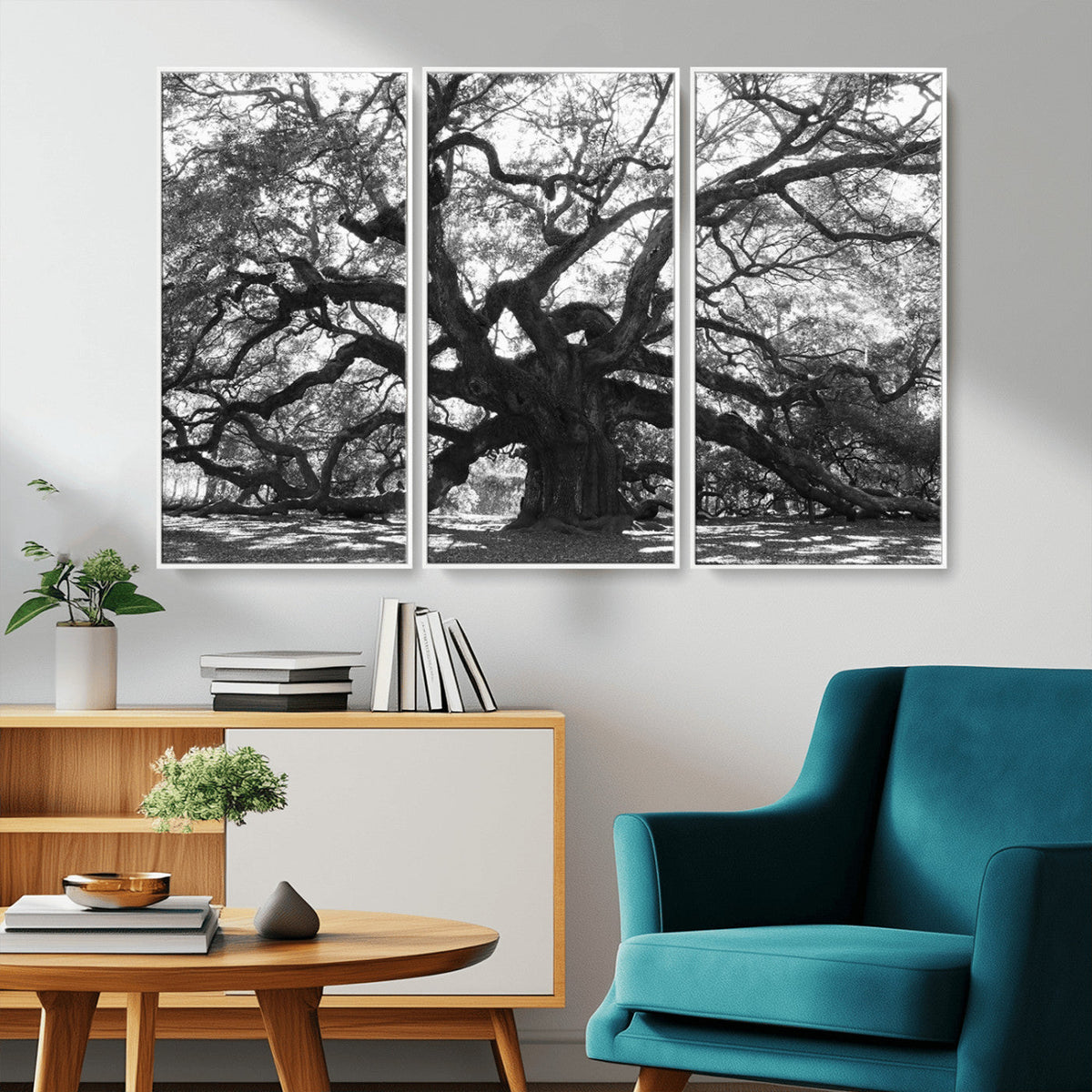 Ancient Oak Wall Art Canvas Print | Gnarled Tree with Twisted Branches