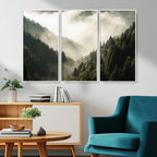 Misty Valley Wall Art: Foggy Forest Canvas Print
