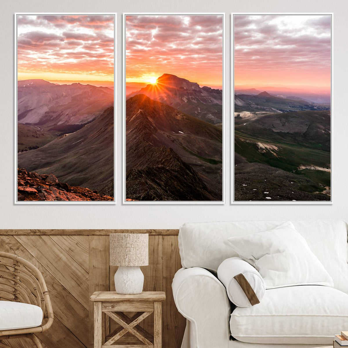 Mountain Sunrise Wall Art Canvas Print | Alpine Ridge Morning Light