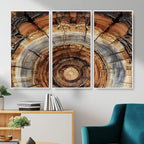 Tree Rings Wall Art Canvas Print, Rustic Wood Grain