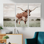 Texas Longhorn Wall Art | Framed Spotted Cattle Canvas