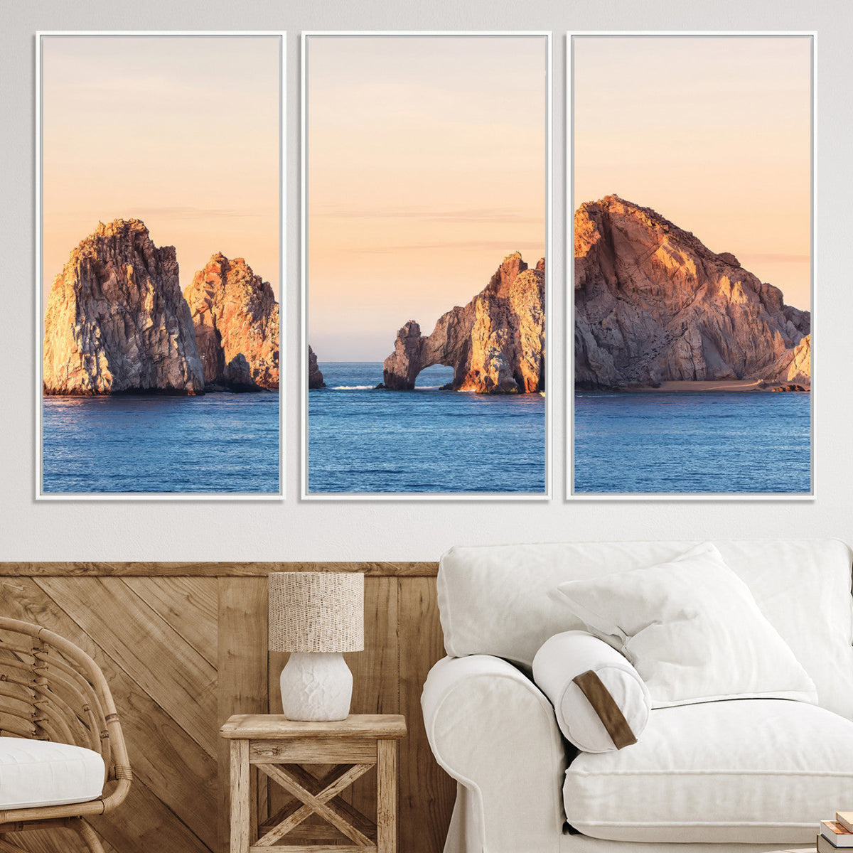 El Arco Wall Art Canvas Print, Framed Cabo San Lucas Ocean Arch Coastal Art