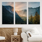 Yosemite Valley Wall Art Canvas Print, Framed Mountain Landscape National Park Art