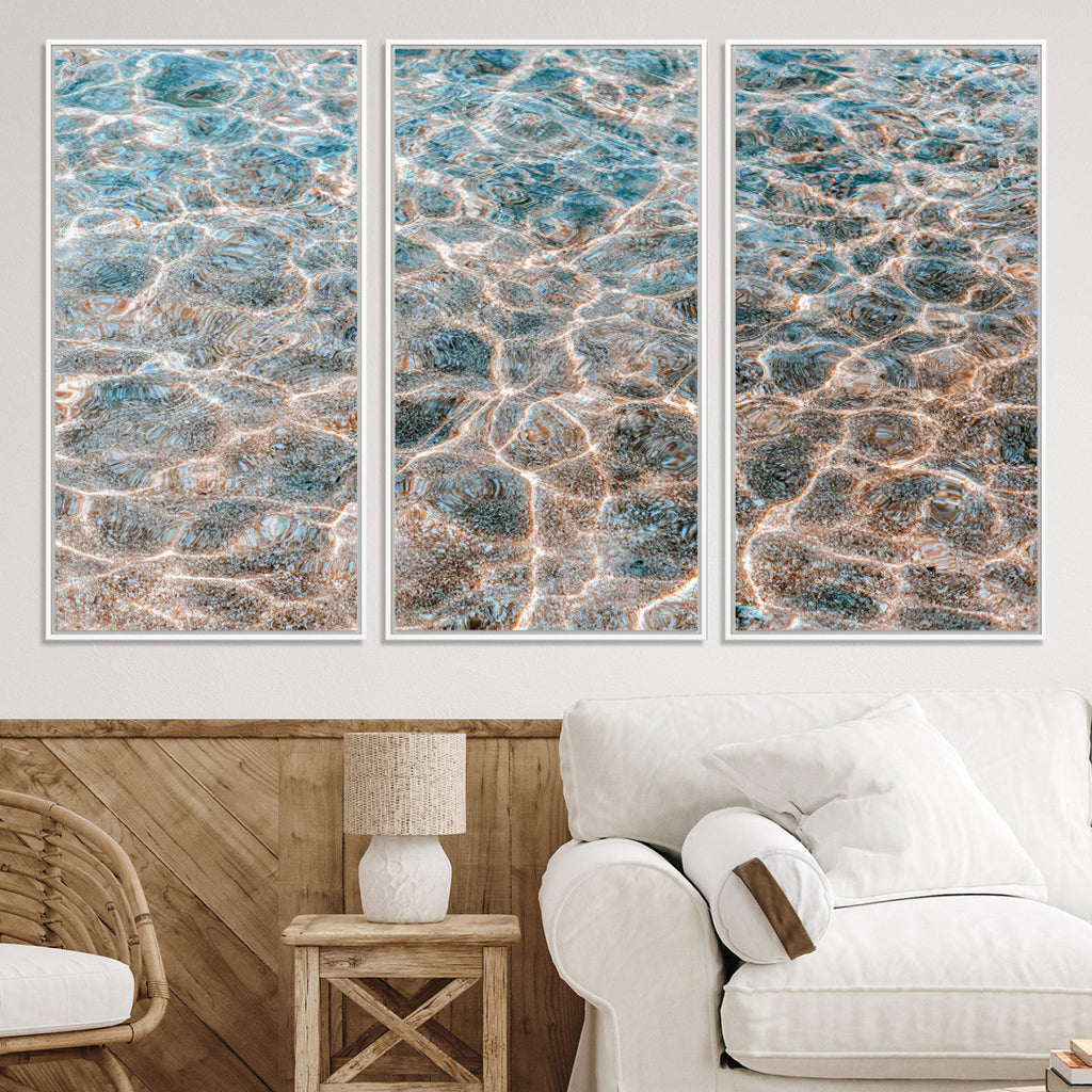 Clear Water Wall Art Canvas Print | Framed Sunlit Ocean Ripples