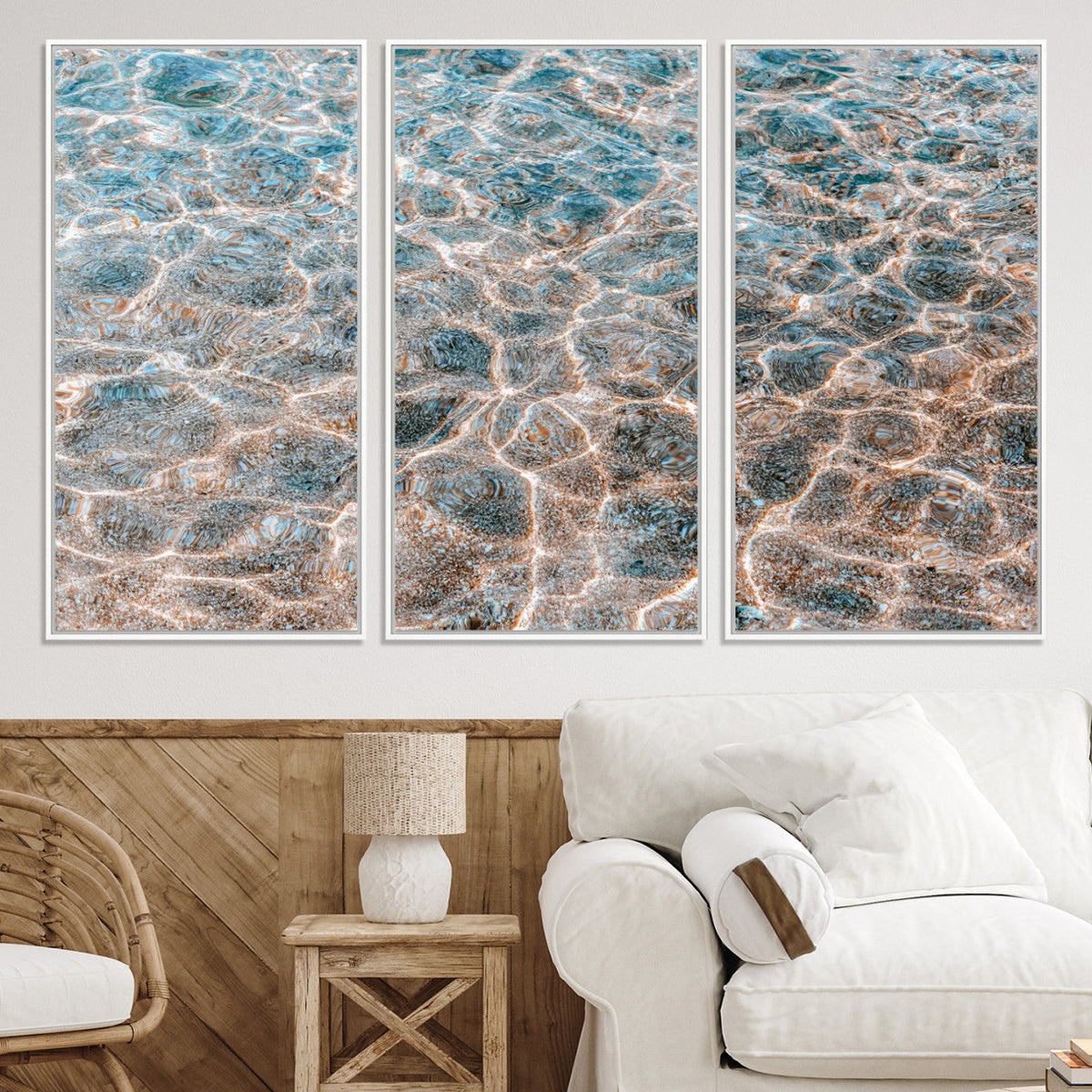 Clear Water Wall Art Canvas Print | Framed Sunlit Ocean Ripples