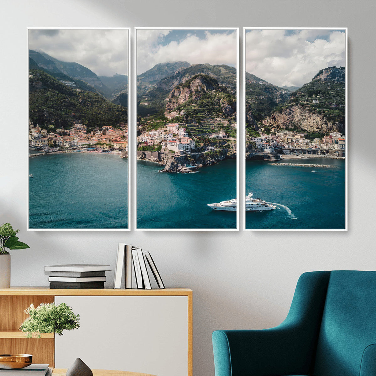 Amalfi Coast Wall Art | Framed Italian Seaside Canvas