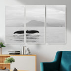 Whale Tail Wall Art | Framed Black White Ocean Canvas
