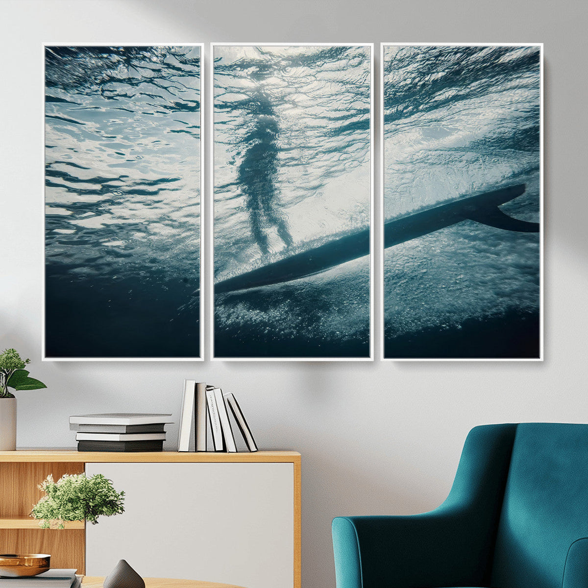 Underwater Surf Wall Art | Framed Ocean Wave Canvas Artwork