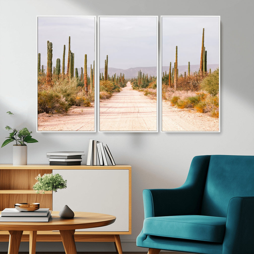 Desert Cactus Wall Art | Framed Southwestern Canvas Artwork