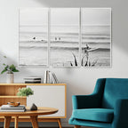 Surfer Silhouette Wall Art | Framed Calm Ocean Canvas
