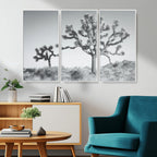 Joshua Tree Wall Art Canvas Print, Framed Black and White Desert Landscape Artwork