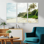 Relaxing Beach Wall Art Canvas Print, Framed Ocean View Coastal Serenity