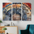 Tree Rings Wall Art Canvas Print, Framed Petrified Wood Art, Modern Rustic Decor