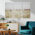 Bison Herd Wall Art Canvas Print, Framed Western Ranch Nature Scene