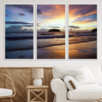 Beach Sunset Wall Art Canvas Print, Tropical Ocean Waves
