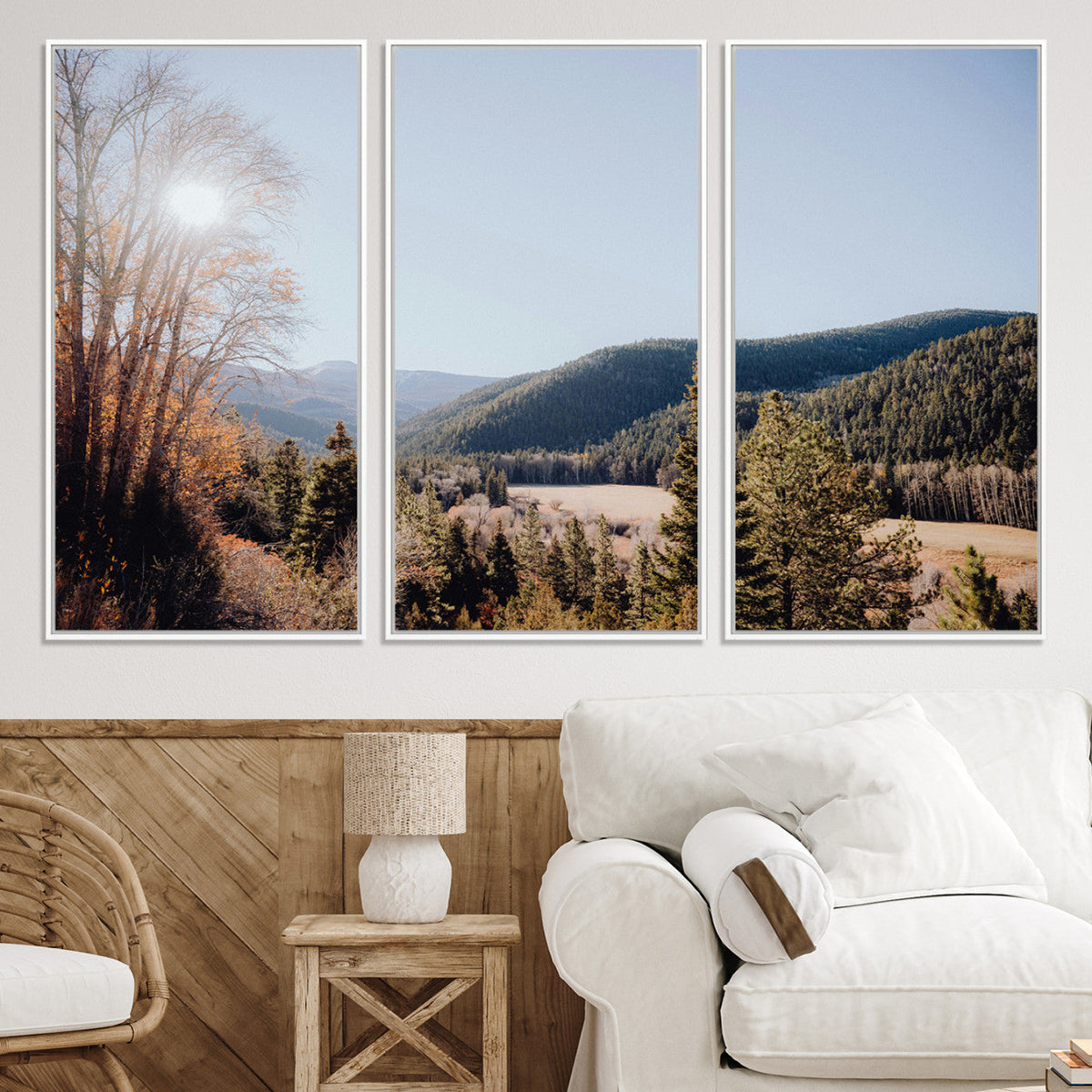 Rustic Landscape Wall Art Canvas Print, Serene Valley Scene