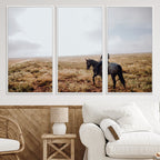 Cowboy Wall Art Canvas Print, Framed Western Rustic Ranch Scene