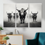 Texas Longhorn Wall Art Canvas Print, Framed Speckled Cow