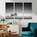 Elephant and Zebra Wall Art Canvas Print, Modern Artwork