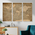 Dark World Map Canvas Print | Framed Travel Map Wall Art