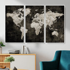 Vintage World Map Wall Art Canvas Print | Framed Large Map Wall Art