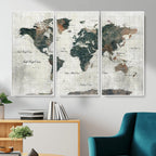 World Map Canvas Print | Framed Travel Map Wall Art for Couples
