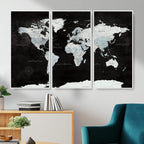 World Map Canvas Print | Framed Push Pin Wall Art, Color Splash Travel Map