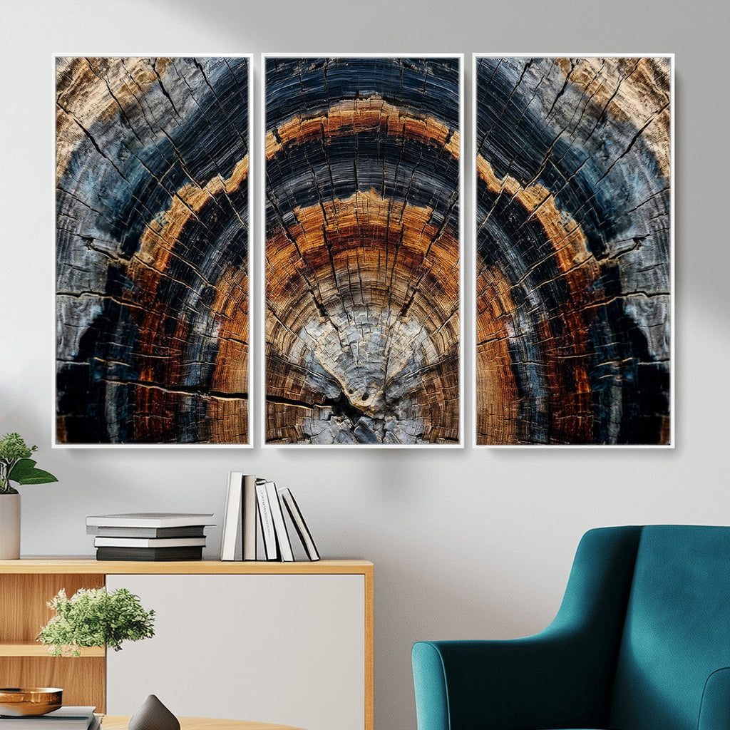 Abstract Wood Grain Canvas Print, Tree Ring Pattern Wall Art, Extra Large Living Room Wall Decor