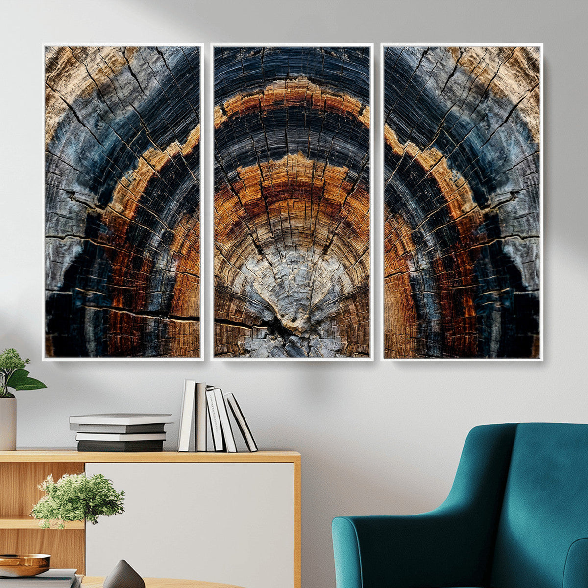 Abstract Wood Grain Canvas Print, Tree Ring Pattern Wall Art, Extra Large Living Room Wall Decor
